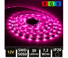 5m LED pásik RGB SMD5050 7,2W/m 30LED/m IP20 12V