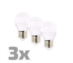 ECOLUX LED žiarovka Ecolux 3-pack, miniglobe, 6W, E27, 3000K, 450lm, 3ks