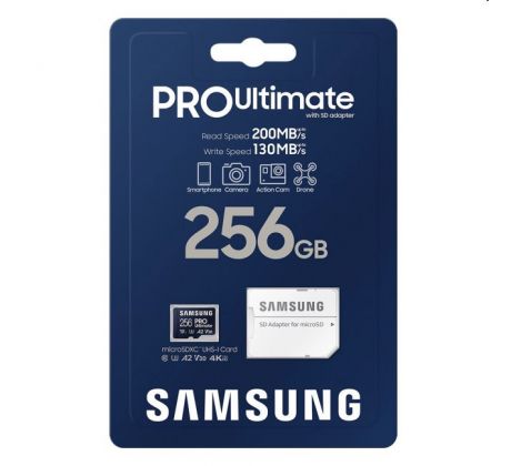 Samsung PRO Ultimate Micro SDXC 256 GB, SD adaptér