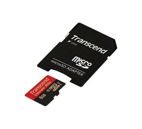 Transcend microSDHC karta 8GB + adaptér