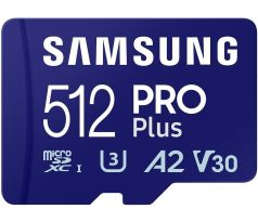 Samsung PRO Plus MicroSDXC, 512GB + SD adaptér