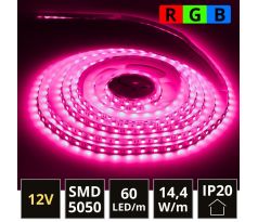 5m LED pásik RGB SMD5050 14,4W/m 60LED/m IP20 12V