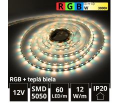 5m LED pásik 60LED/m SMD5050 12W/m IP20 RGB-WW (RGB+teplá biela) 12V