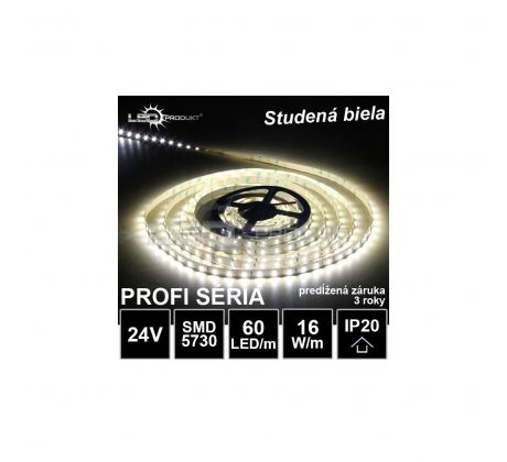 5m PROFI LED pásik 60LED/m SMD5730 16W/m studená biela IP20 24V