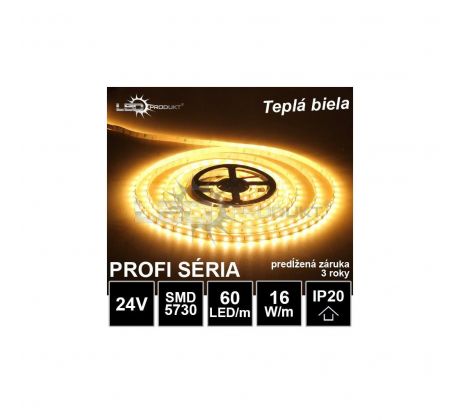 5m PROFI LED pásik 60LED/m SMD5730 16W/m teplá biela IP20 24V