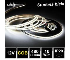 5m LED pásik 480LED/m COB 10W/m studená biela IP20 12V