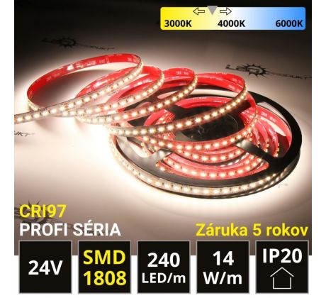 PROFI LED pásik 240LED/m SMD1808 14W/m DUAL-WHITE IP20 24V