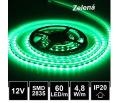 LED pásik 60LED/m SMD2835 4,8W/m zelený IP20 12V