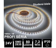 PROFI LED pásik 80LED/m SMD2835 7,2W/m studená biela IP20 24V - vysokosvietivý