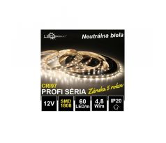 PROFI LED pásik 60LED/m SMD1808 4,8W/m neutrálna biela CRI97 IP20 12V