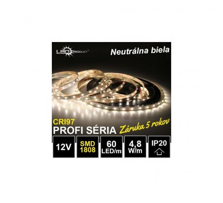 PROFI LED pásik 60LED/m SMD1808 4,8W/m neutrálna biela CRI97 IP20 12V