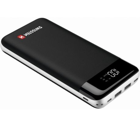 Swissten Black Core power bank, 30 000 mAh