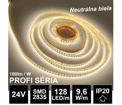 PROFI LED pásik 128LED/m SMD2835 9,6W/m neutrálna biela IP20 24V - vysokosvietivý