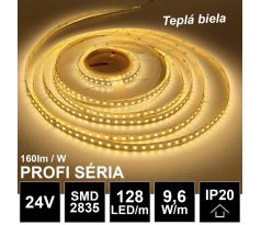 PROFI LED pásik 128LED/m SMD2835 9,6W/m teplá biela IP20 24V - vysokosvietivý