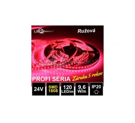 PROFI LED pásik 120LED/m SMD1808 9,6W/m ružový IP20 24V