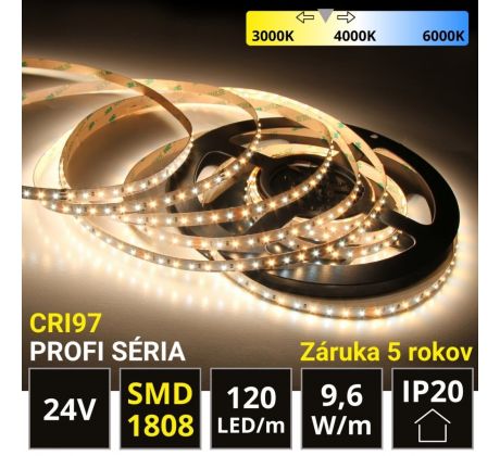 PROFI LED pásik 120LED/m SMD1808 9,6W/m DUAL-WHITE IP20 24V