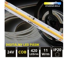 5m LED pás SPI RUNNING 24V COB 420LED/m 11W/m studená biela IP20