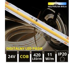 5m LED pás SPI RUNNING 24V COB 420LED/m 11W/m neutrálna biela IP20