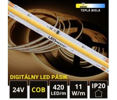 5m LED pás SPI RUNNING 24V COB 420LED/m 11W/m teplá biela IP20