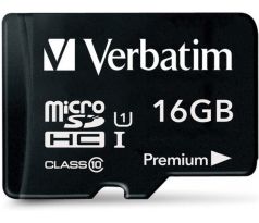 Verbatim Premium microSDHC 16GB + adaptér, U1