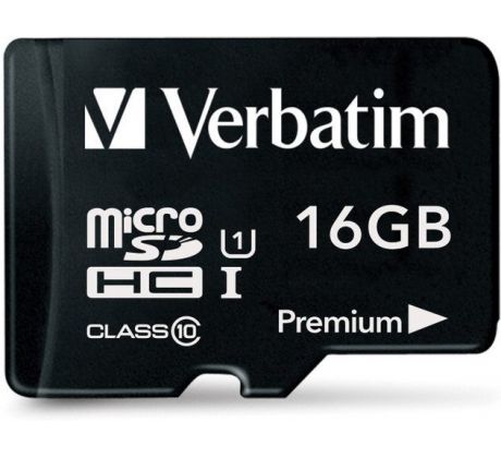 Verbatim Premium microSDHC 16GB + adaptér, U1