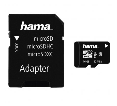 Hama microSDHC 16 GB + adaptér