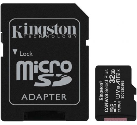 Kingston Canvas Select Plus, micro SDXC, 32GB + adaptér