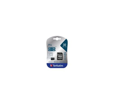 Verbatim Pro microSDHC 32GB + adapter, U3