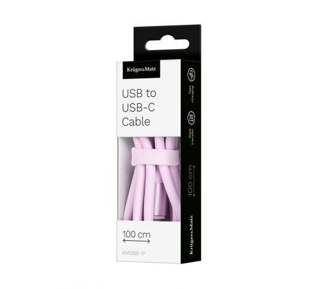 Kábel USB - USB typ C 1m silikonový ružový Kruger&Matz Basic