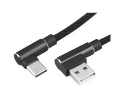 Kábel USB uhlový - USB typ C uhlový 1m čierny