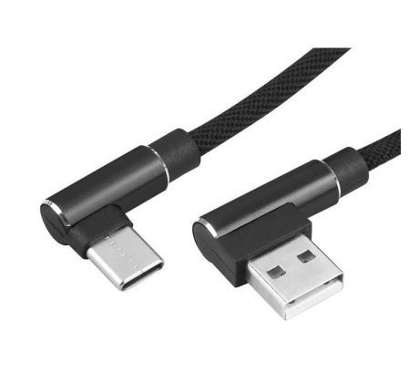 Kábel USB uhlový - USB typ C uhlový 1m čierny