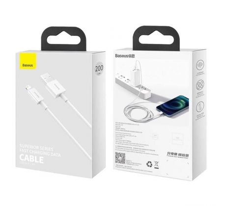 Kábel USB Baseus superior-Lightning iPhone biely 2m