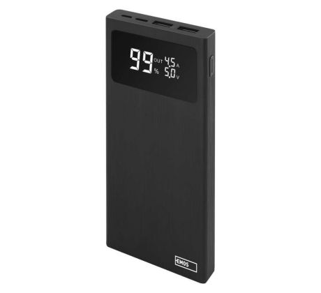 Power bank EMOS BetaQ 10, 10 000 mAh, 22,5 W, čierny