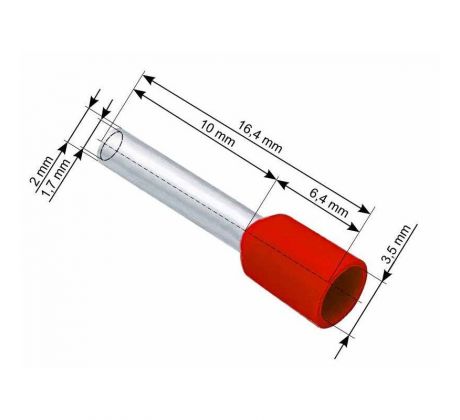 Dutinka izolovaná krimpovacia 1,5/10 červená (100ks)