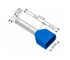 Dutinka izolovaná krimpovacia 2x0,75/8 modrá (100ks)