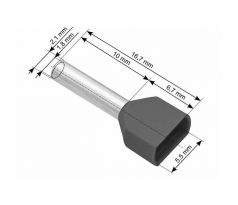 Dutinka izolovaná krimpovacia 2x0,75/10 sivá (100ks)