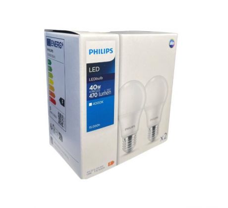 Philips 8719514470996 LED žiarovka CorePro E27 4,9W/40W 470lm 4000K A60 biela 2-set