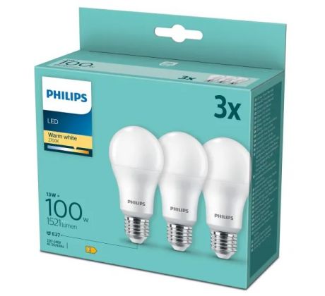 Philips LED 14W/100W 1521lm A67 E27 2700K WW FR ND 3-set