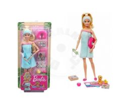 Mattel Barbie - Wellness Spa Blond bábika so šteniatkom a 9 doplnkami (GJG55)