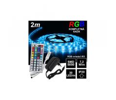 2m IP20 30LED/m RGB pásik, IR3-KOMPLET SADA