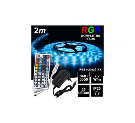 2m IP20 30LED/m RGB pásik, IR3-KOMPLET SADA