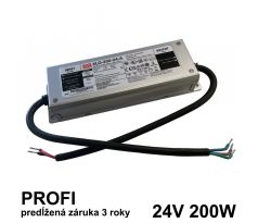 LED napájací zdroj 200W, 24V, PFC IP65 - Vodeodolný MEAN-WELL